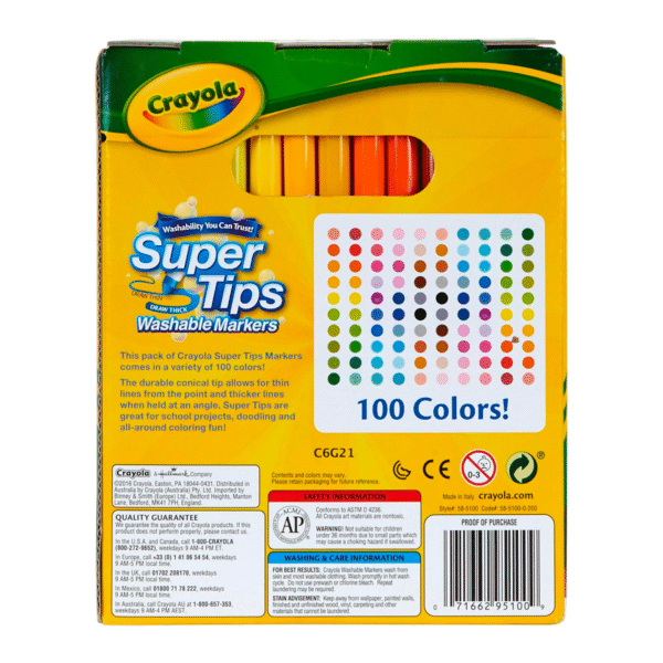 Crayola Marcadores Base Agua Super Tips 100 Colores