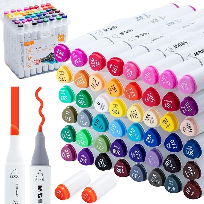 71x-TaQrJ2L._AC_SX679 M&G Marcadores Base Alcohol Doble Punta 48 Colores