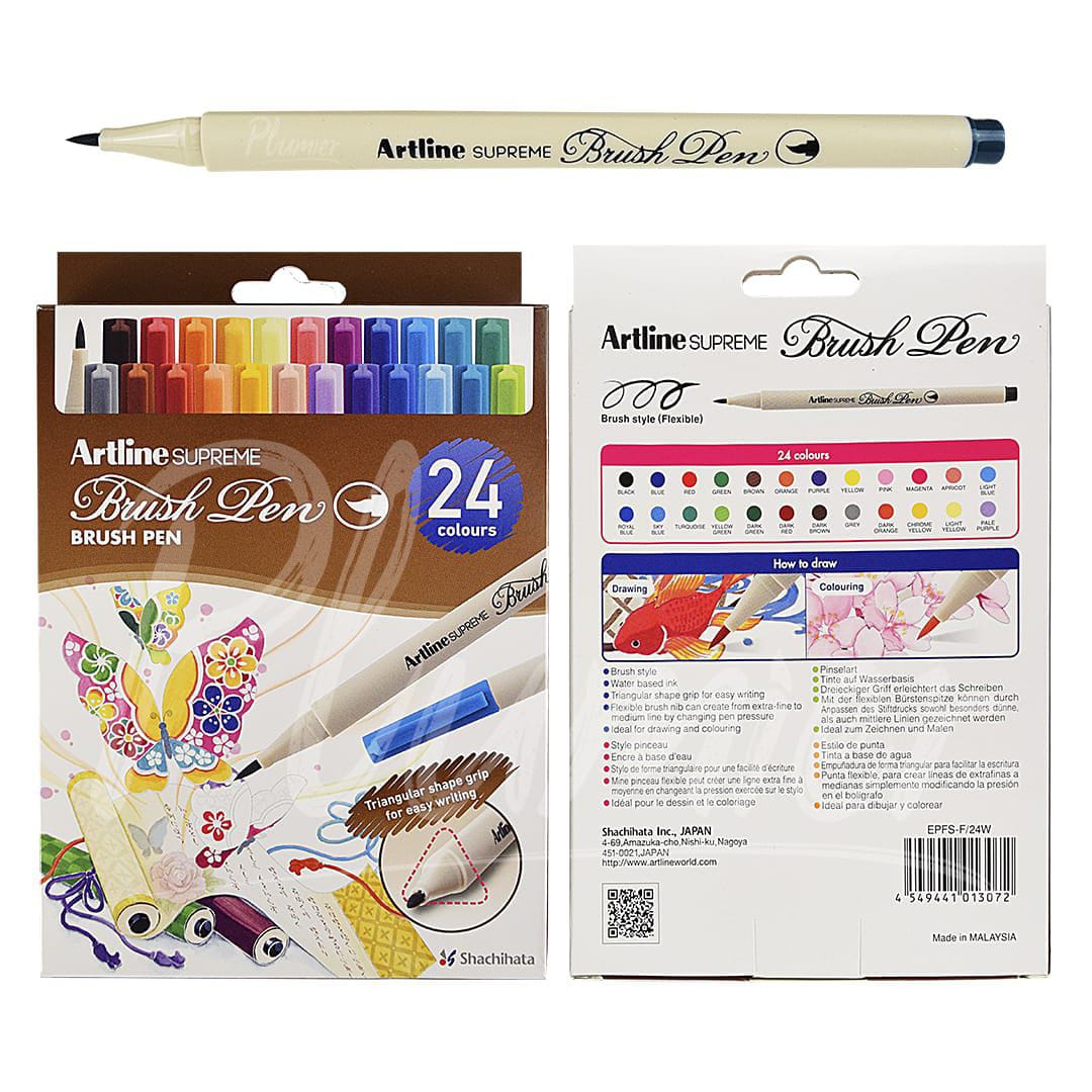 Artline Marcadores Base Agua Supreme 24 colores Punta Pincel