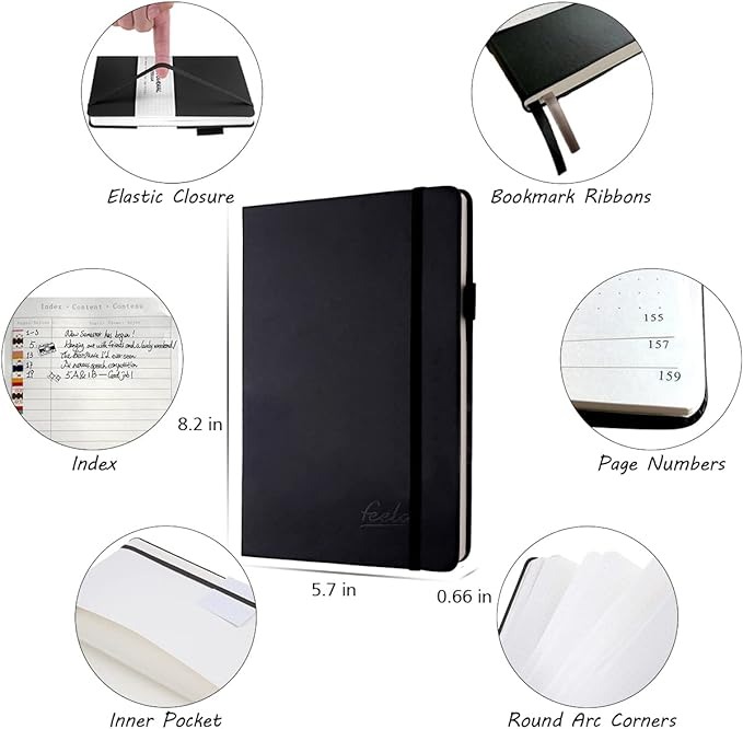 61D8VU1T4dL._AC_SX679 Set de Journal Con Libreta Negra De Hojas Punteadas y Accesorios