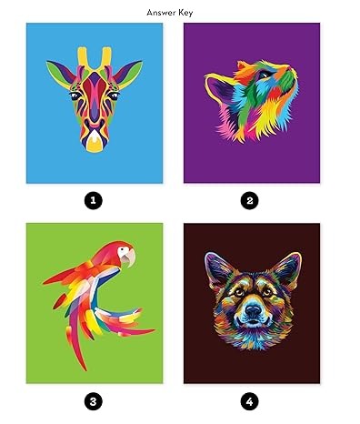 Libro Stickers Por Número Animales Neón(28 Imágenes)