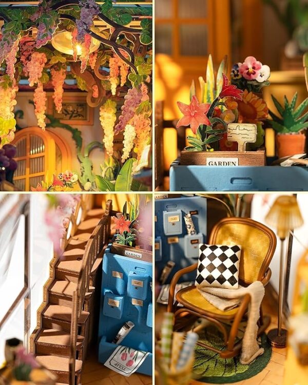 Armable Book Nook Casa de Jardín con Luz DIY