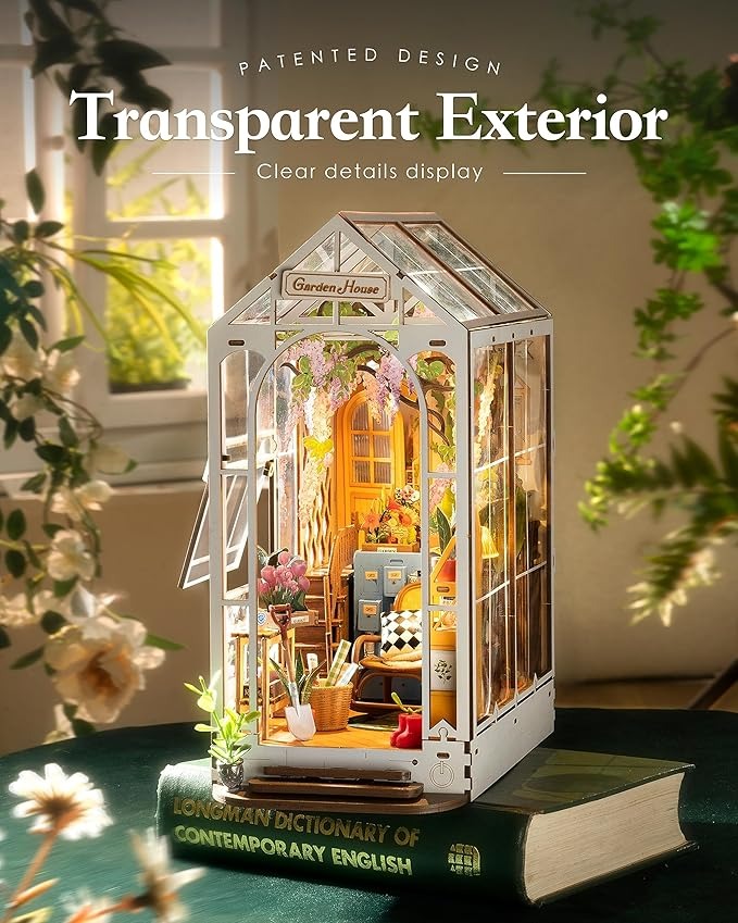 91mgalCYJrL._AC_SX679 Armable Book Nook Casa de Jardín con Luz DIY