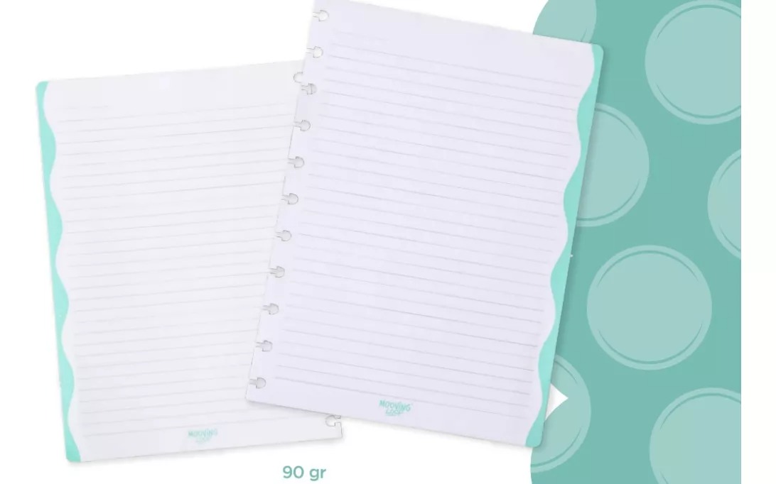 D_NQ_NP_2X_724168-MLU74228552842 Mooving Refill Hojas Rayadas Para Cuaderno Discos 30H 90gr Tamaño Carta
