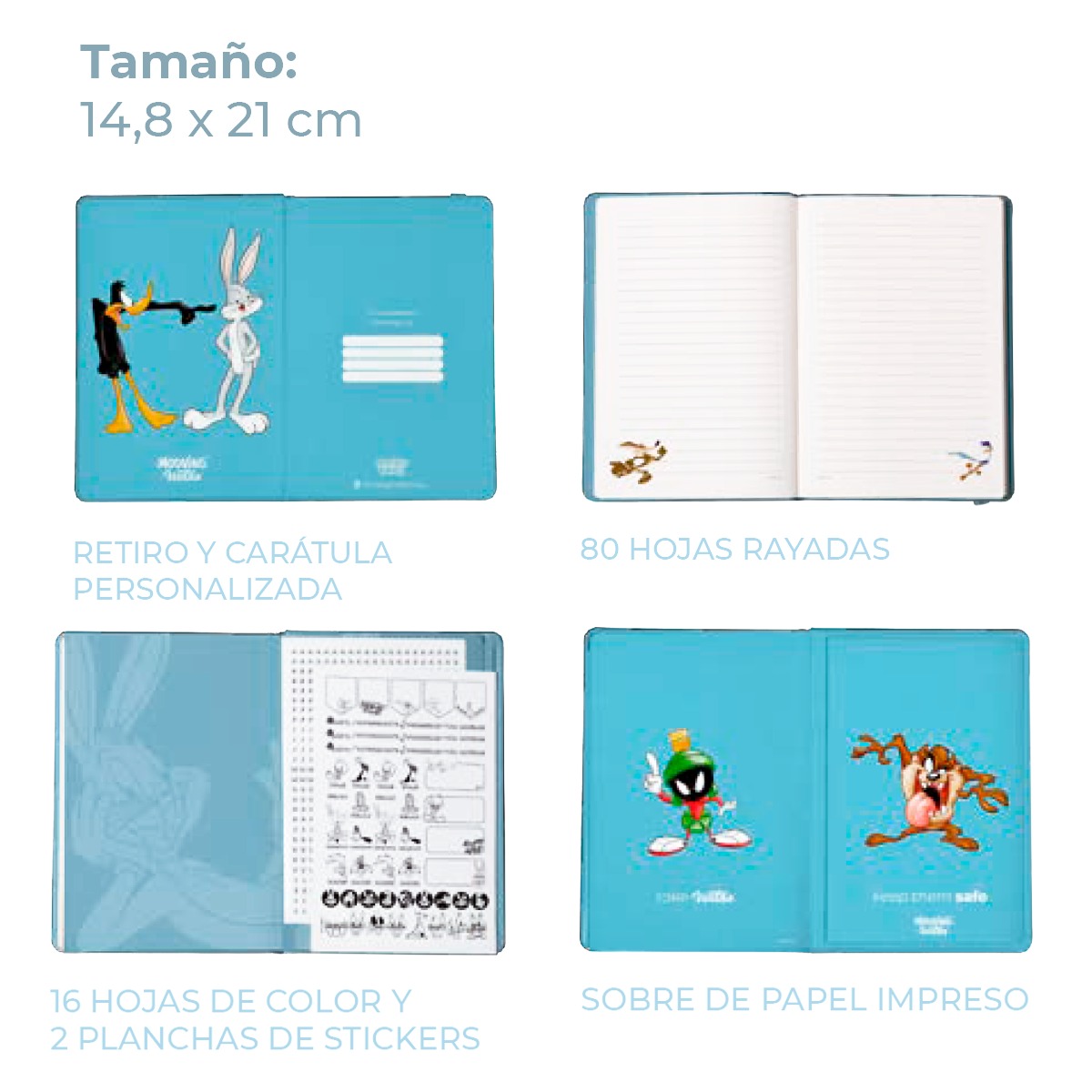 WhatsApp Image 2024-08-14 at 3.41.50 PM (2) Mooving Libreta Tapa Dura Looney Tunes Hojas Rayadas A5(Mediano)
