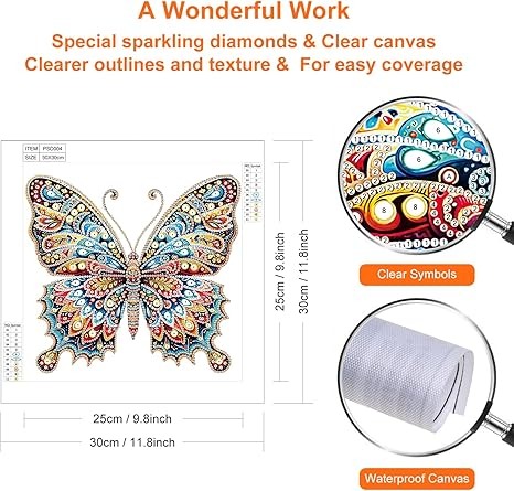 Pintura Diamante 5D Mariposa 30x30cm