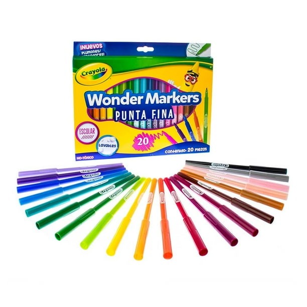 Crayola Marcadores Wonder Markers Punta Fina 20 Colores