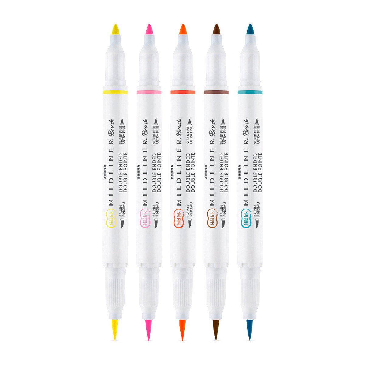 Zebra Mildliner Skin Set 5 Colores Doble Punta Pincel y Fina