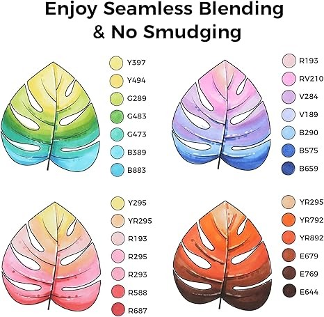 Ohuhu Base Alcohol 320 Colores Punta Fina y Biselada