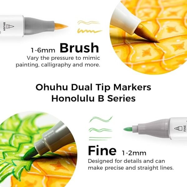 71JPI UWEsL._AC_SX679 (1) Ohuhu Base Alcohol 216 Colores Punta Pincel y Fina