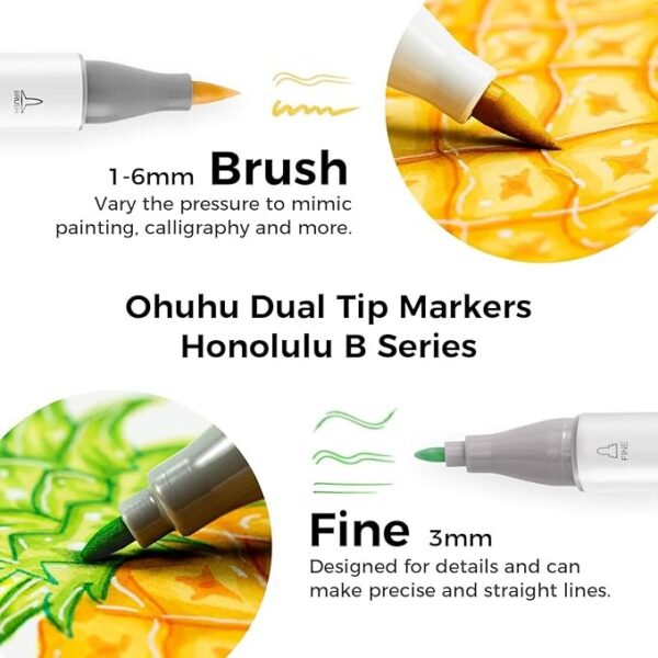 71fgIN-UJgL._AC_SX679 Ohuhu Base Alcohol 216 Colores Punta Pincel y Fina