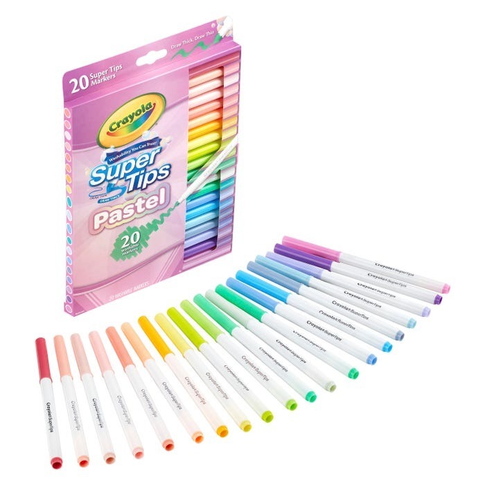 Crayola Marcadores Base Agua Super Tips 20 Colores Pasteles