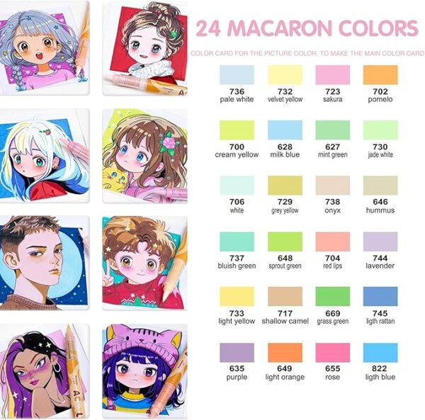 71AMTZpzrhL._AC_SX679 Guangna Marcadores Acrílicos Punta Pincel 24 Colores Macaron