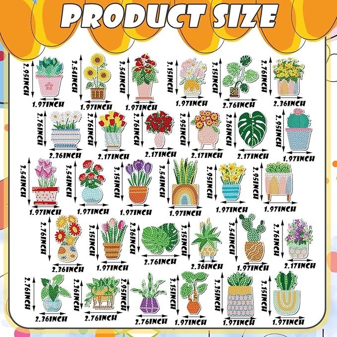Set 30 Imanes De Pintura De Diamante Plantas