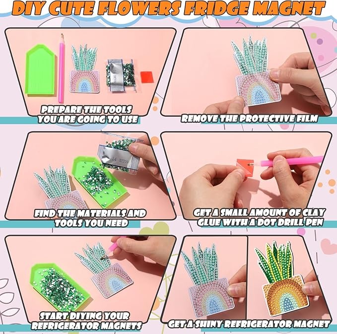 Set 30 Imanes De Pintura De Diamante Plantas