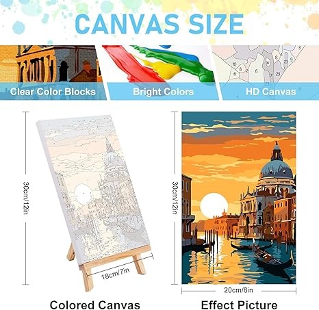 Kit De 4 Lienzos Enmarcados Por Número 30x18cm Diseños B