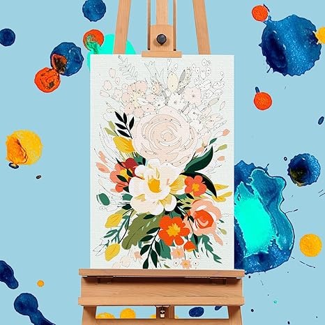 Kit De 4 Lienzos Enmarcados Por Número 30x18cm Diseños Flora