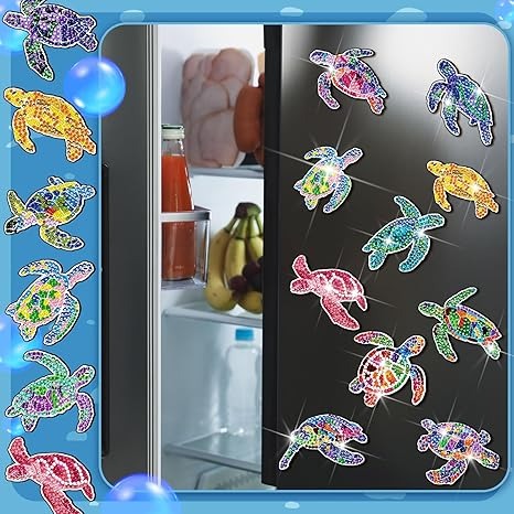 Set 30 Imanes De Pintura De Diamante Tortugas