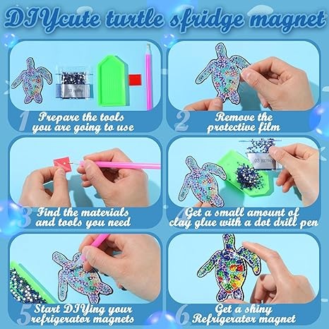 Set 30 Imanes De Pintura De Diamante Tortugas