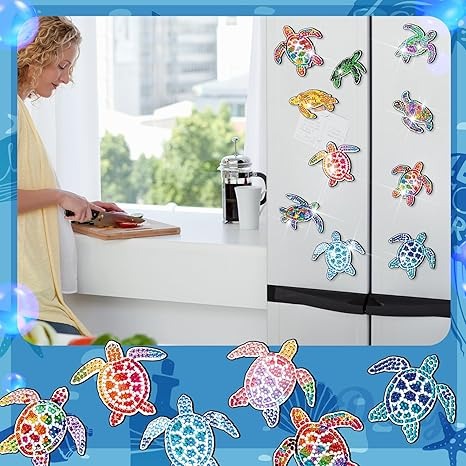 Set 30 Imanes De Pintura De Diamante Tortugas