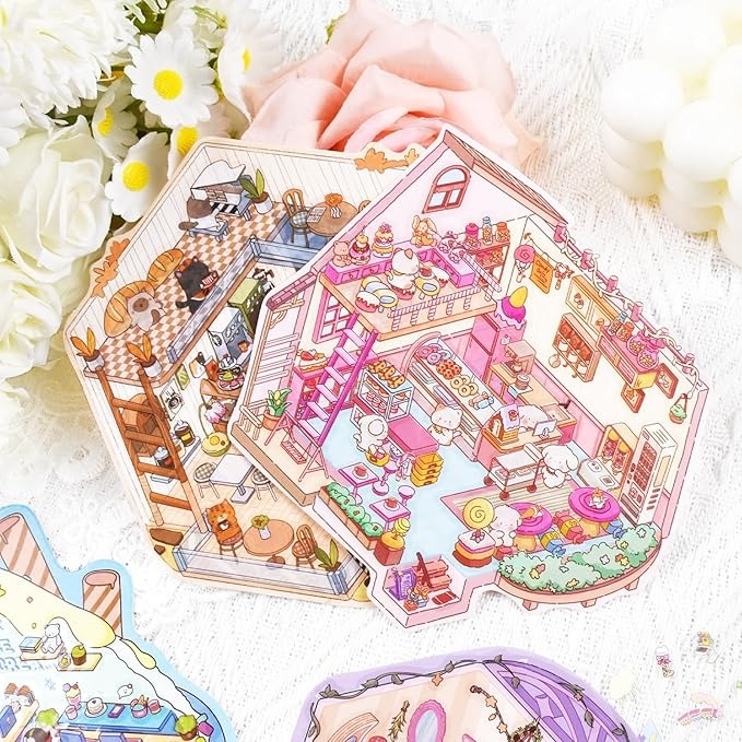 Libro Stickers Isometricas 24 Escenas(Incluye 3 Pinzas)