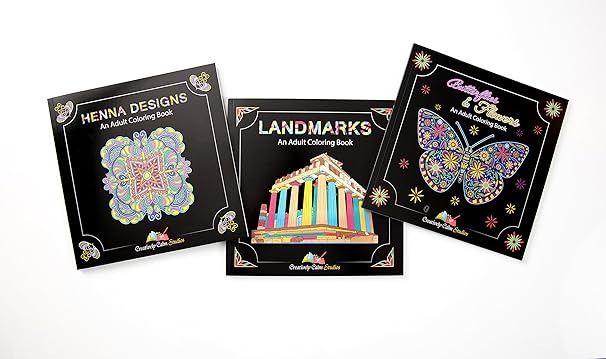 Libros De Colorear Para Adultos, Kit 3 Unidades, Mariposas-Flores, Henna y Puntos De Referencia