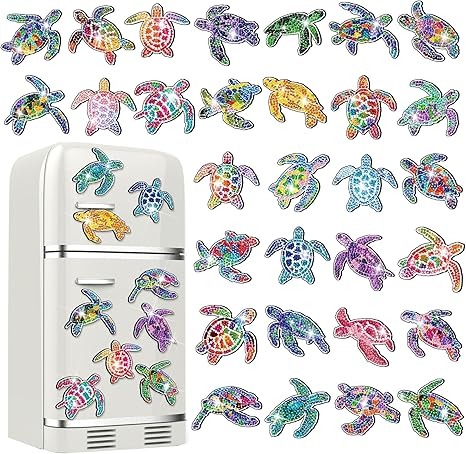 Set 30 Imanes De Pintura De Diamante Tortugas