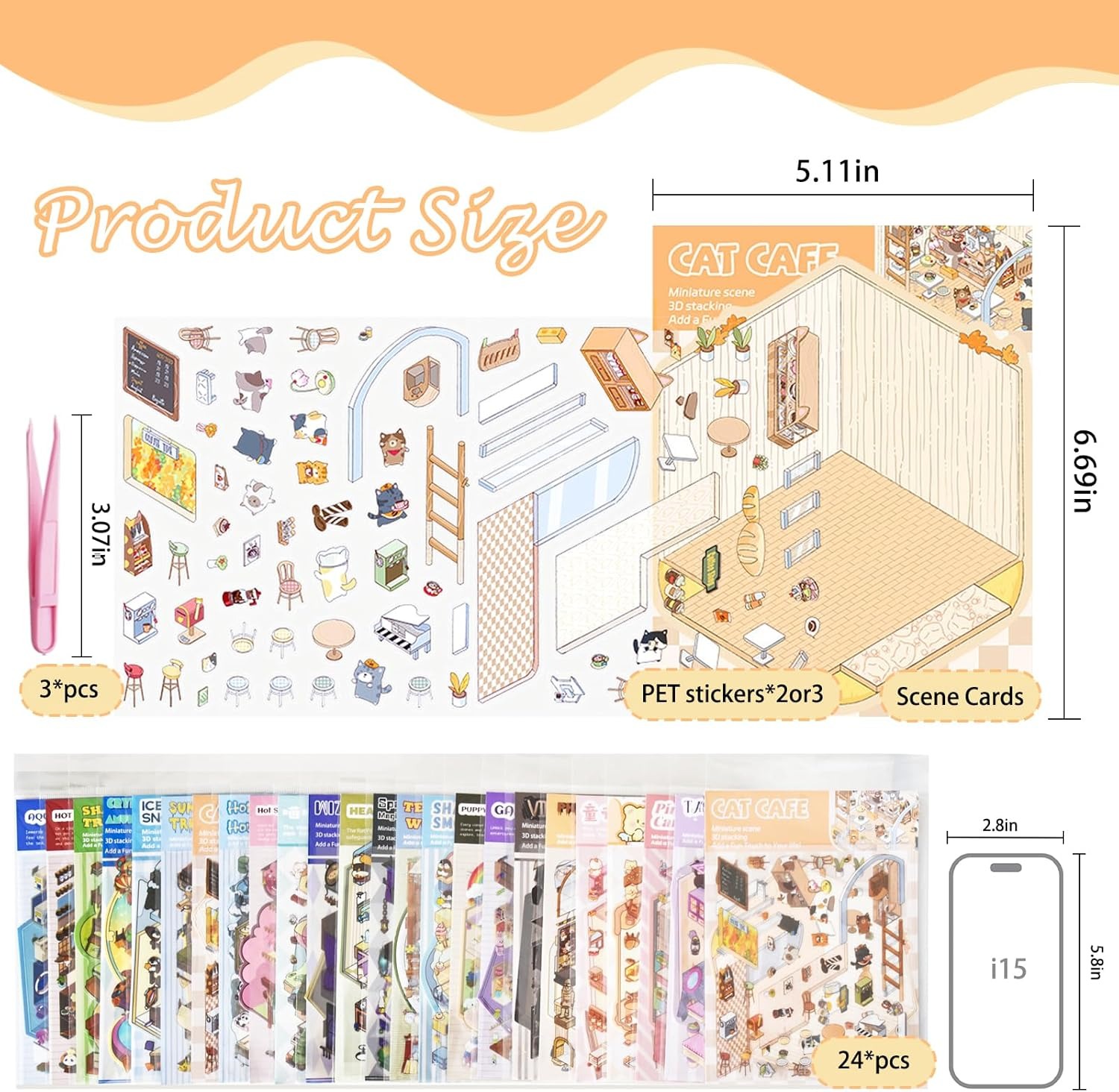 Libro Stickers Isometricas 24 Escenas(Incluye 3 Pinzas)