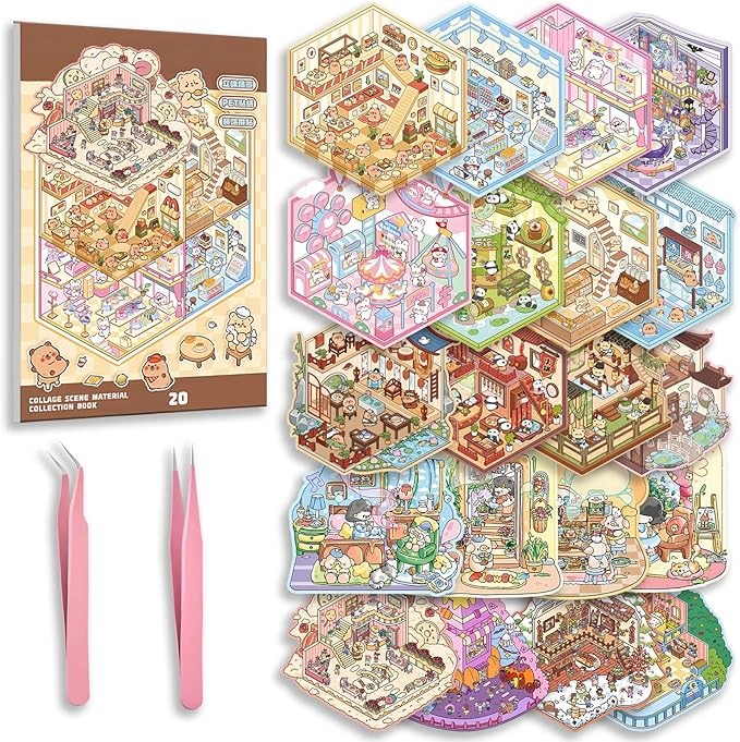 91Zd1RUuHvL._AC_SX679 (1) Libro Stickers Isometricas 20 Escenas(Incluye 2 Pinzas)