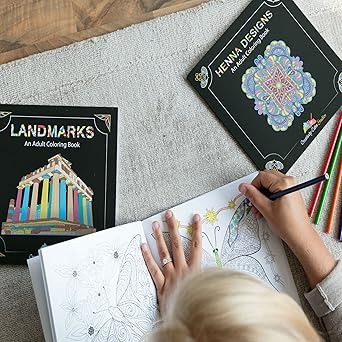Libros De Colorear Para Adultos, Kit 3 Unidades, Mariposas-Flores, Henna y Puntos De Referencia