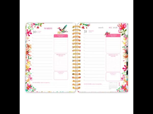 Mooving Agenda 2026 Floral Día Por Página 16,5x22cm