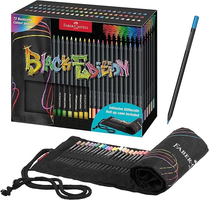 Faber Castell Lápices De Color Triangulares SuperSoft Black Edition 72 Colores Incluye Estuche Enrollable