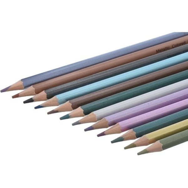 3 (1) M&G Lápices de Color Triangulares 12 Colores Metálicos