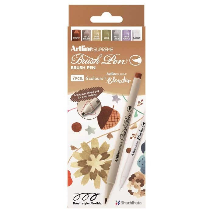 Artline Marcadores Base Agua Supreme Tonos Tierra 6+Blender