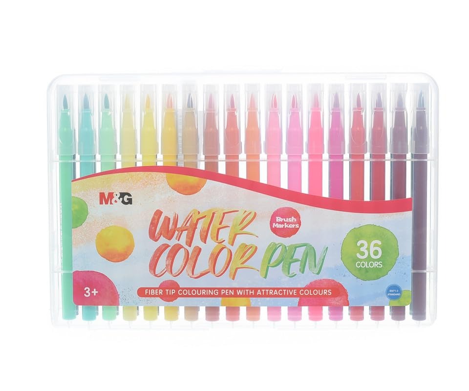 M&G Marcadores Base Agua 36 Colores Punta Pincel