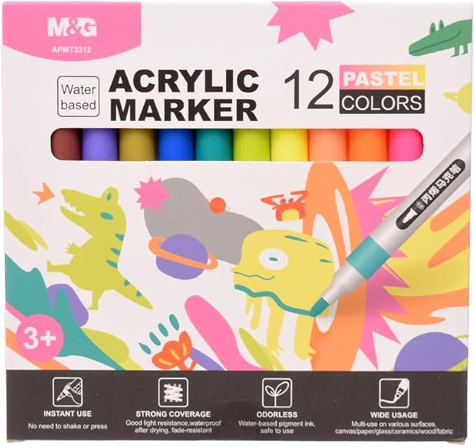 M&G Marcadores Acrílicos 12 Colores Pastel
