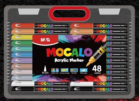 M&G Marcadores Acrílicos Mocalo 48 Colores Punta Pincel