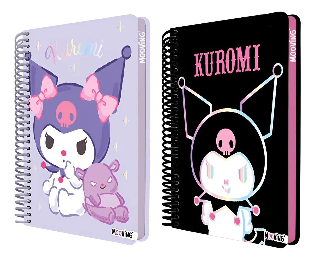 D_NQ_NP_2X_603420-MLA97769533676 Mooving Cuaderno Premium Kuromi Pocket 96 Hojas Rayadas