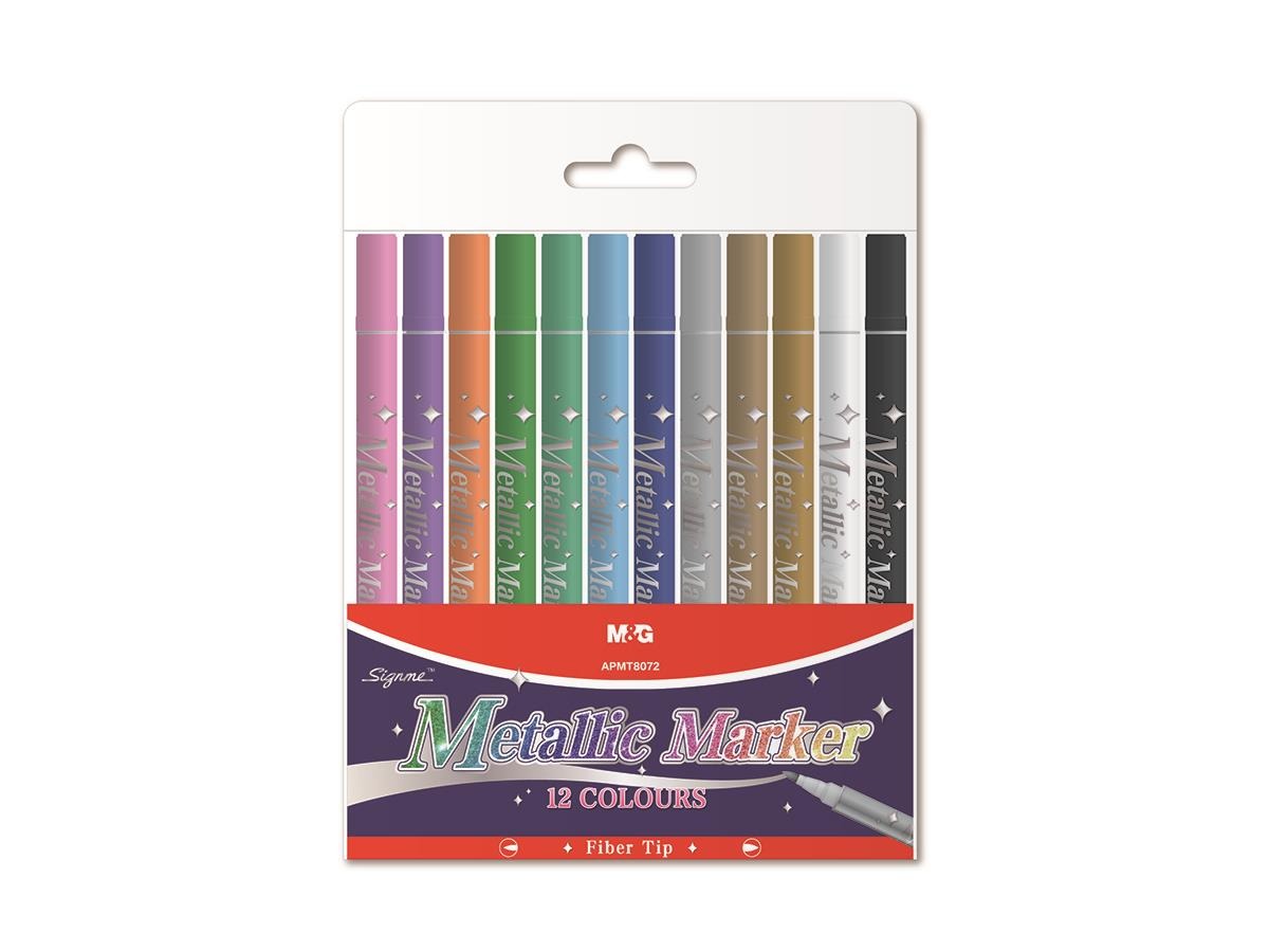 M&G Marcadores Base Agua Metálicos 12 Colores