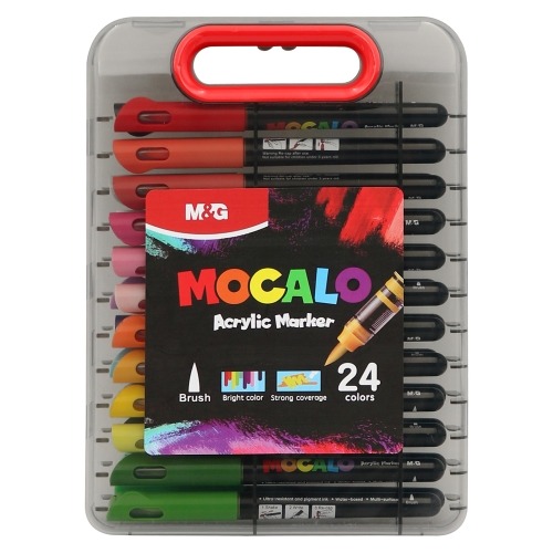 M&G Marcadores Acrílicos Mocalo 24 Colores Punta Pincel