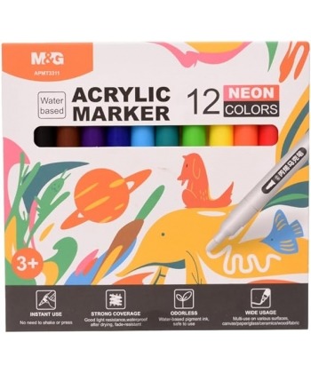 M&G Marcadores Acrílicos 12 Colores Neón