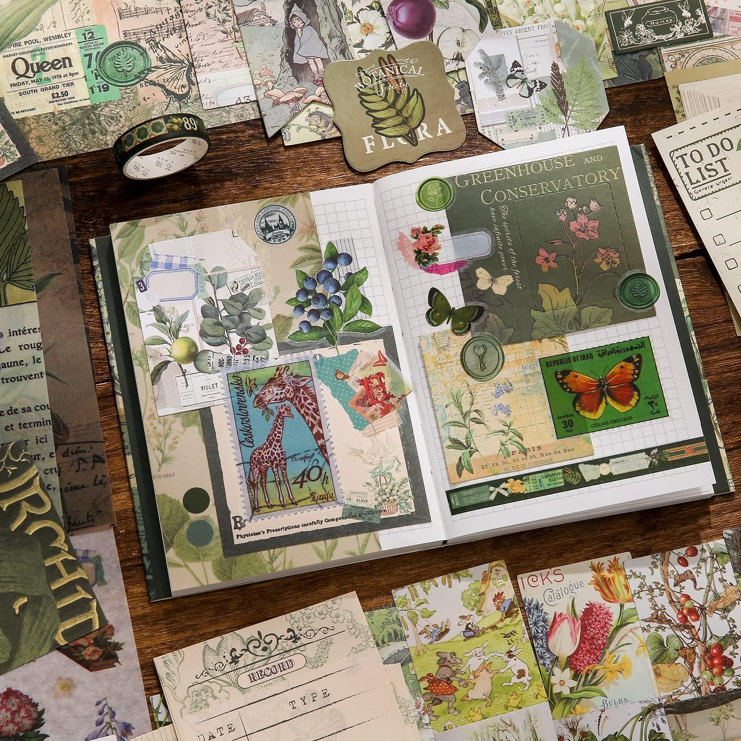 Kit Scrapbook Diseño Botánico Vintage