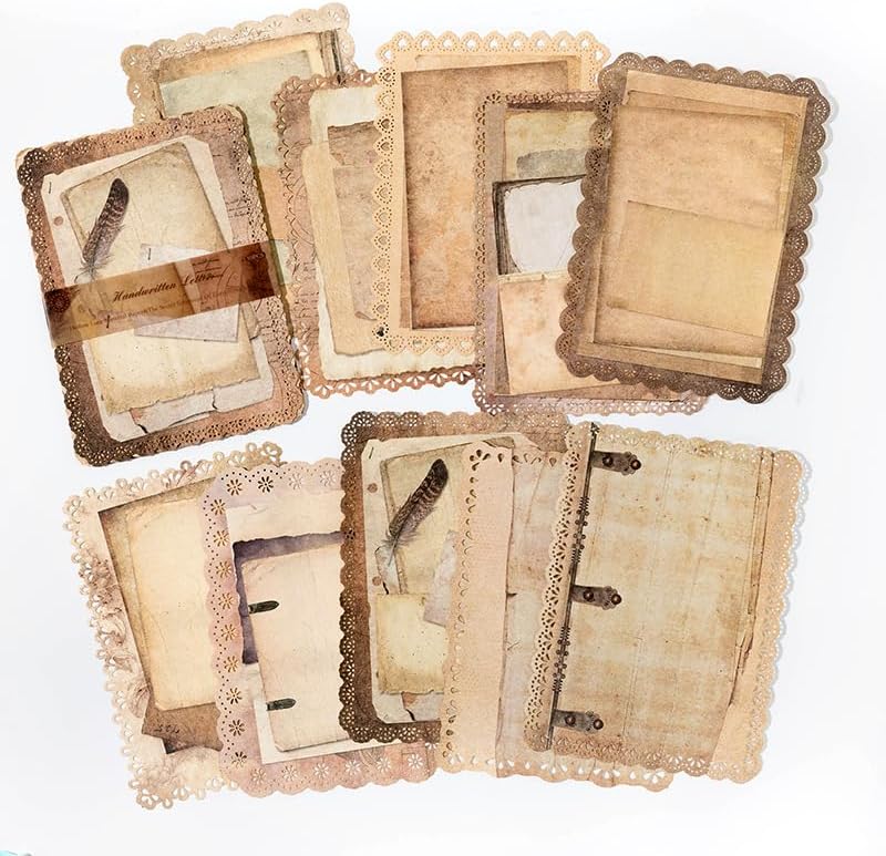61igpKjoUyL._AC_ Set De 30 Papeles Papel Vintage Con Borde De Encaje-Diuhofart