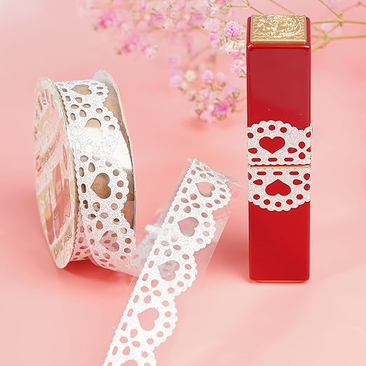 71a19xOhmQS._SX522_ Juego de 10 Rollos de Cinta Washi con Patrón de Encaje con Purpurina