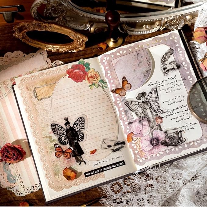 Paquete 30 hojas De Papel Vintage Con Borde De Encaje-Lace