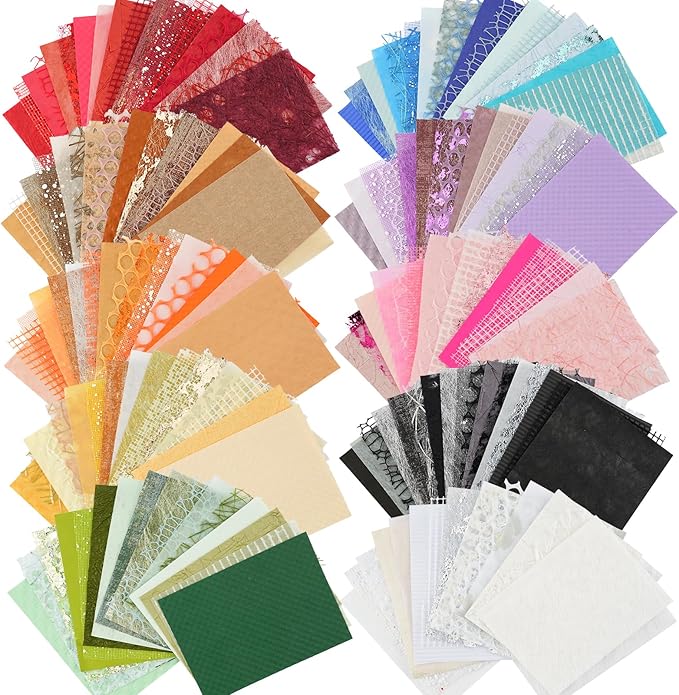Set Surtido De 160 Hojas Papel texturizado y Tela De Malla, 10 Esquemas De Color