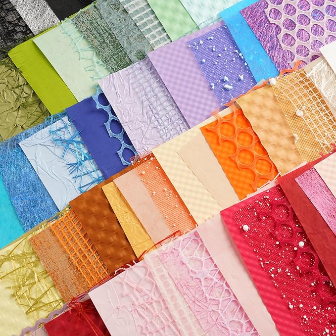 81OlJcmnC4L._AC_SX679_ Set Surtido De 160 Hojas Papel texturizado y Tela De Malla, 10 Esquemas De Color