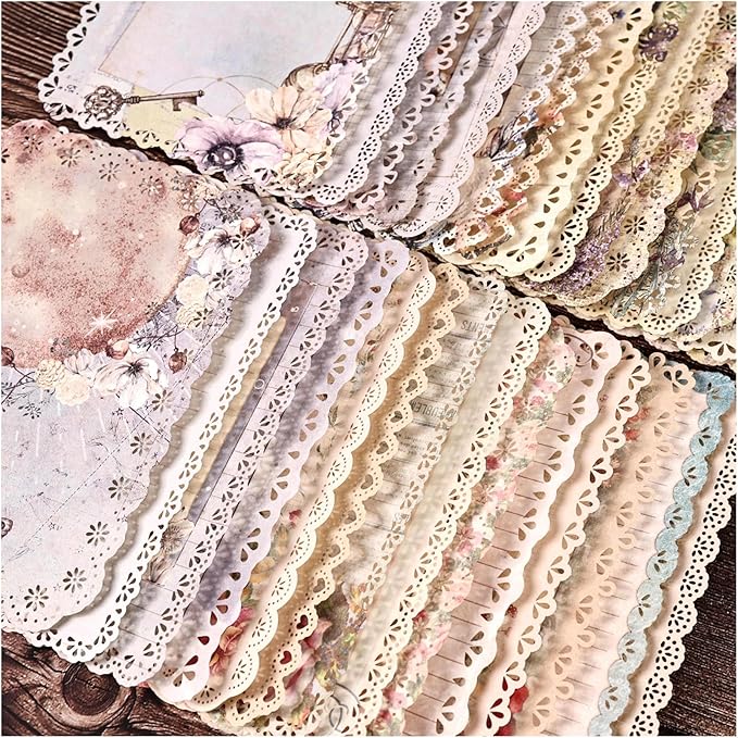 81diCR6IFnL._AC_SX679_ Paquete 30 hojas De Papel Vintage Con Borde De Encaje-Lace