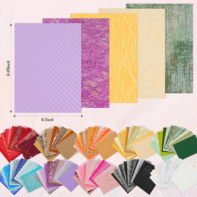 81zivQ+Fs1L._AC_SX679_ Set Surtido De 160 Hojas Papel texturizado y Tela De Malla, 10 Esquemas De Color