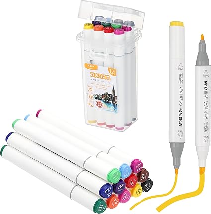 61Xy4RqUosL._AC_SX425_ M&G Marcadores Base Alcohol Doble Punta 12 Colores